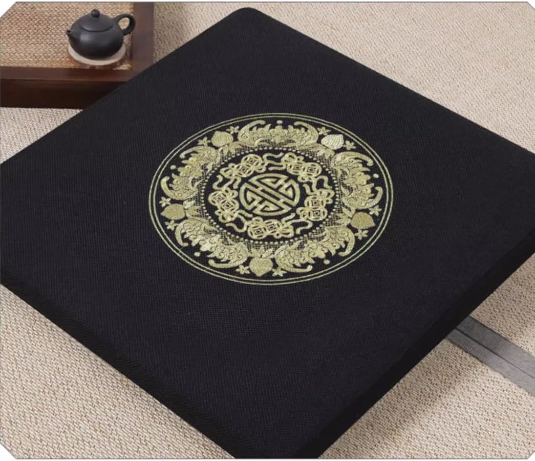 Square Meditation Cushion Mat Set with Washable Cotton Linen Cover, Larger Thick Yoga Mat Bolster Floor Pillows Seating for Adults Upgraded Meditation Accessories grey-70 * 5cm