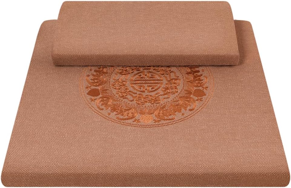 Square Meditation Cushion Mat Set with Washable Cotton Linen Cover, Larger Thick Yoga Mat Bolster Floor Pillows Seating for Adults Upgraded Meditation Accessories grey-70 * 5cm