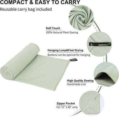 Microfiber Towel Quick Dry Camping & Travel & Gym Towel. Compact | Super Absorbent, Lightweight, Fast Drying. Suitable for Beach, Bath, Backpacking, Hiking, Swim.