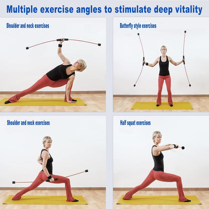 Yoga Starter Set - Flexi Bar, Resistance Band & Shoulder Tube for Elastic Exercise & Training Fitness
