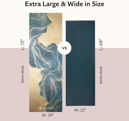 Suede Yoga Mat, Non Slip, 72 x 24 Inch, 3mm Thick