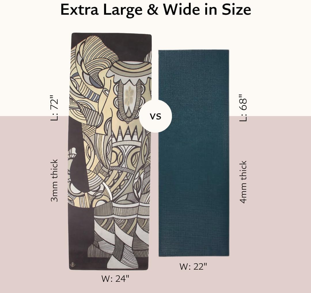 Suede Yoga Mat, Non Slip, 72 x 24 Inch, 3mm Thick