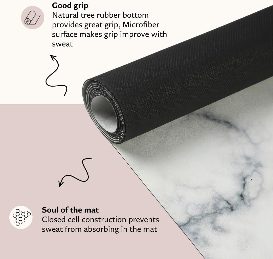 Suede Yoga Mat, Non Slip, 72 x 24 Inch, 3mm Thick