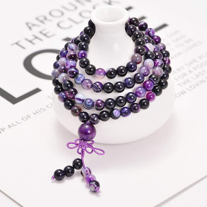 6mm Natural Healing Gemstones Buddhist 108 Prayer Mala Stretchy Bracelet Necklace