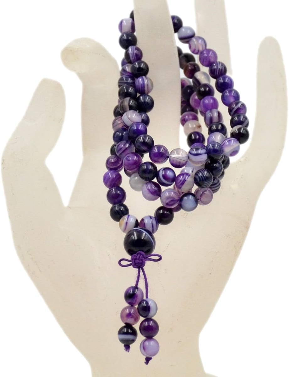 6mm Natural Healing Gemstones Buddhist 108 Prayer Mala Stretchy Bracelet Necklace