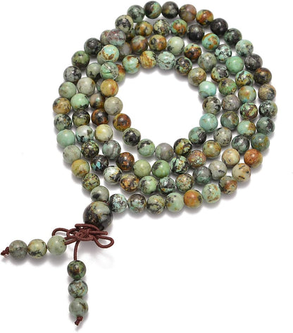 6mm Natural Healing Gemstones Buddhist 108 Prayer Mala Stretchy Bracelet Necklace