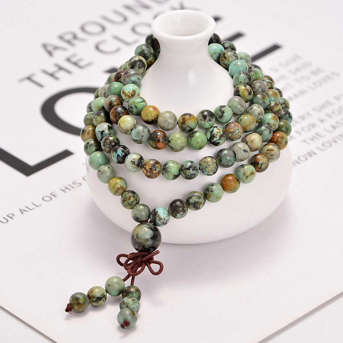6mm Natural Healing Gemstones Buddhist 108 Prayer Mala Stretchy Bracelet Necklace