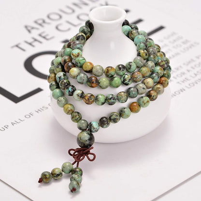 6mm Natural Healing Gemstones Buddhist 108 Prayer Mala Stretchy Bracelet Necklace