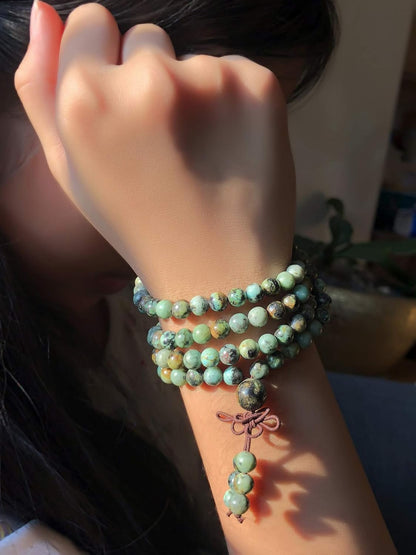 6mm Natural Healing Gemstones Buddhist 108 Prayer Mala Stretchy Bracelet Necklace