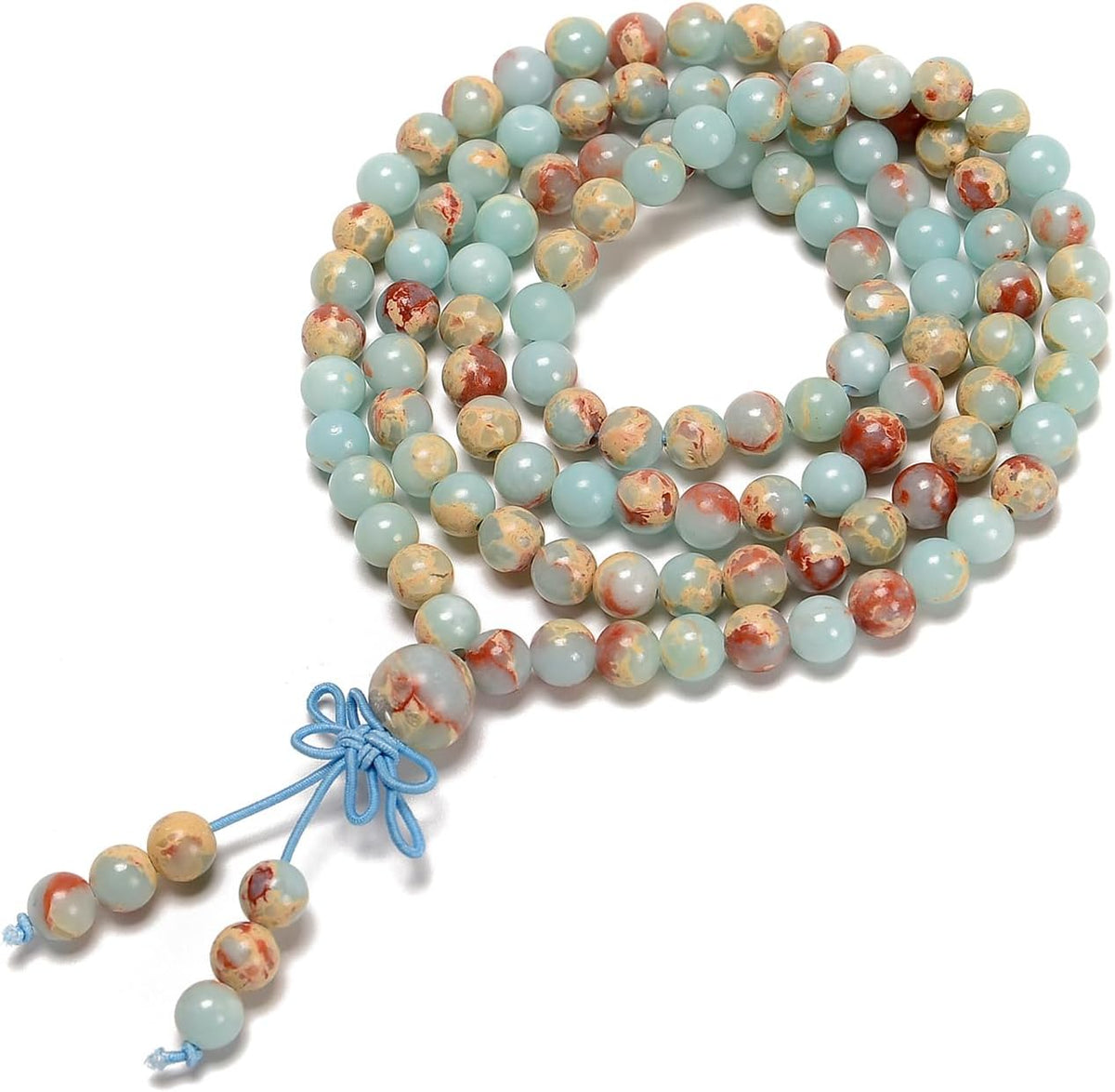 6mm Natural Healing Gemstones Buddhist 108 Prayer Mala Stretchy Bracelet Necklace