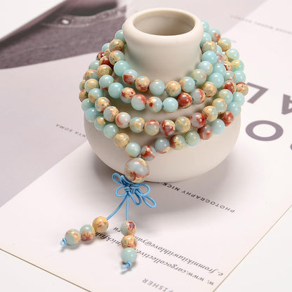 6mm Natural Healing Gemstones Buddhist 108 Prayer Mala Stretchy Bracelet Necklace