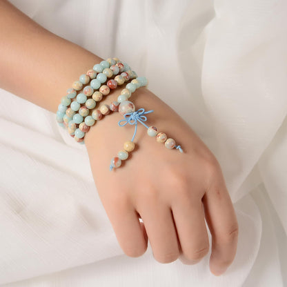 6mm Natural Healing Gemstones Buddhist 108 Prayer Mala Stretchy Bracelet Necklace
