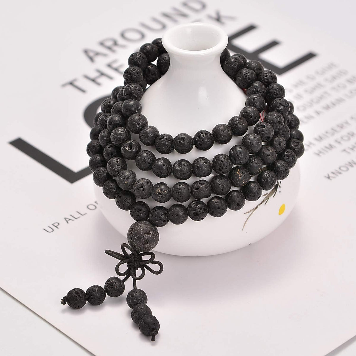 6mm Natural Healing Gemstones Buddhist 108 Prayer Mala Stretchy Bracelet Necklace
