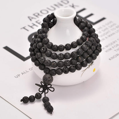 6mm Natural Healing Gemstones Buddhist 108 Prayer Mala Stretchy Bracelet Necklace