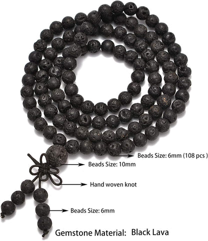 6mm Natural Healing Gemstones Buddhist 108 Prayer Mala Stretchy Bracelet Necklace