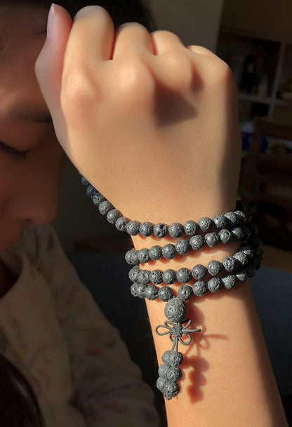6mm Natural Healing Gemstones Buddhist 108 Prayer Mala Stretchy Bracelet Necklace