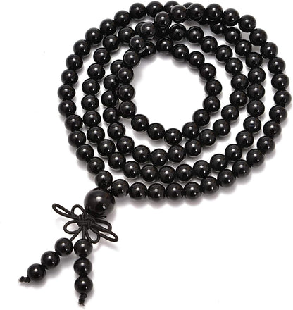 6mm Natural Healing Gemstones Buddhist 108 Prayer Mala Stretchy Bracelet Necklace