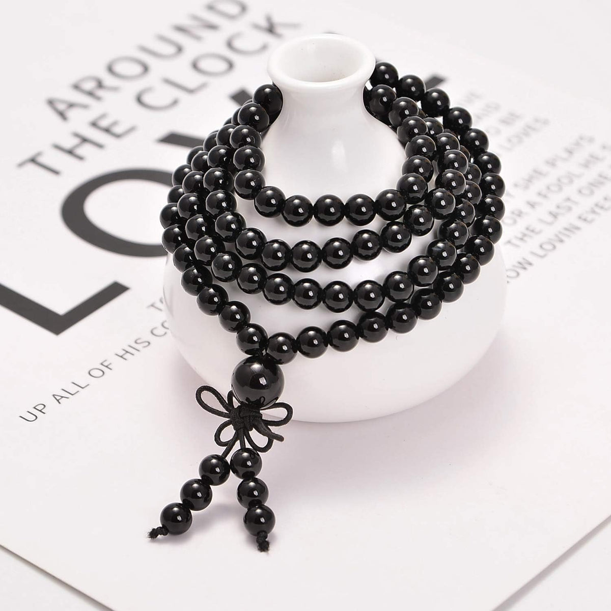 6mm Natural Healing Gemstones Buddhist 108 Prayer Mala Stretchy Bracelet Necklace