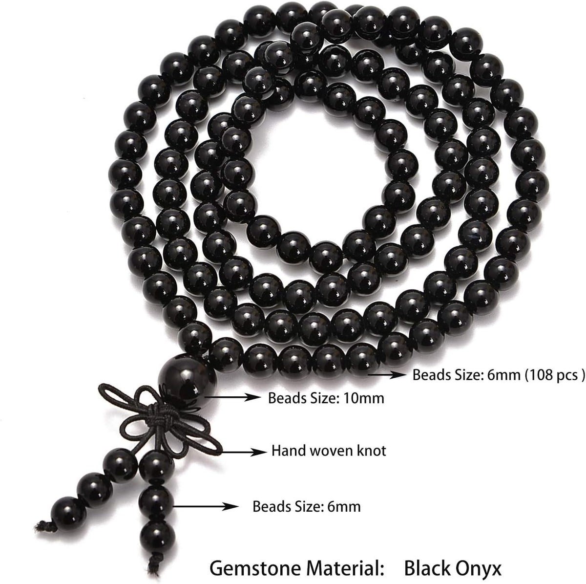 6mm Natural Healing Gemstones Buddhist 108 Prayer Mala Stretchy Bracelet Necklace