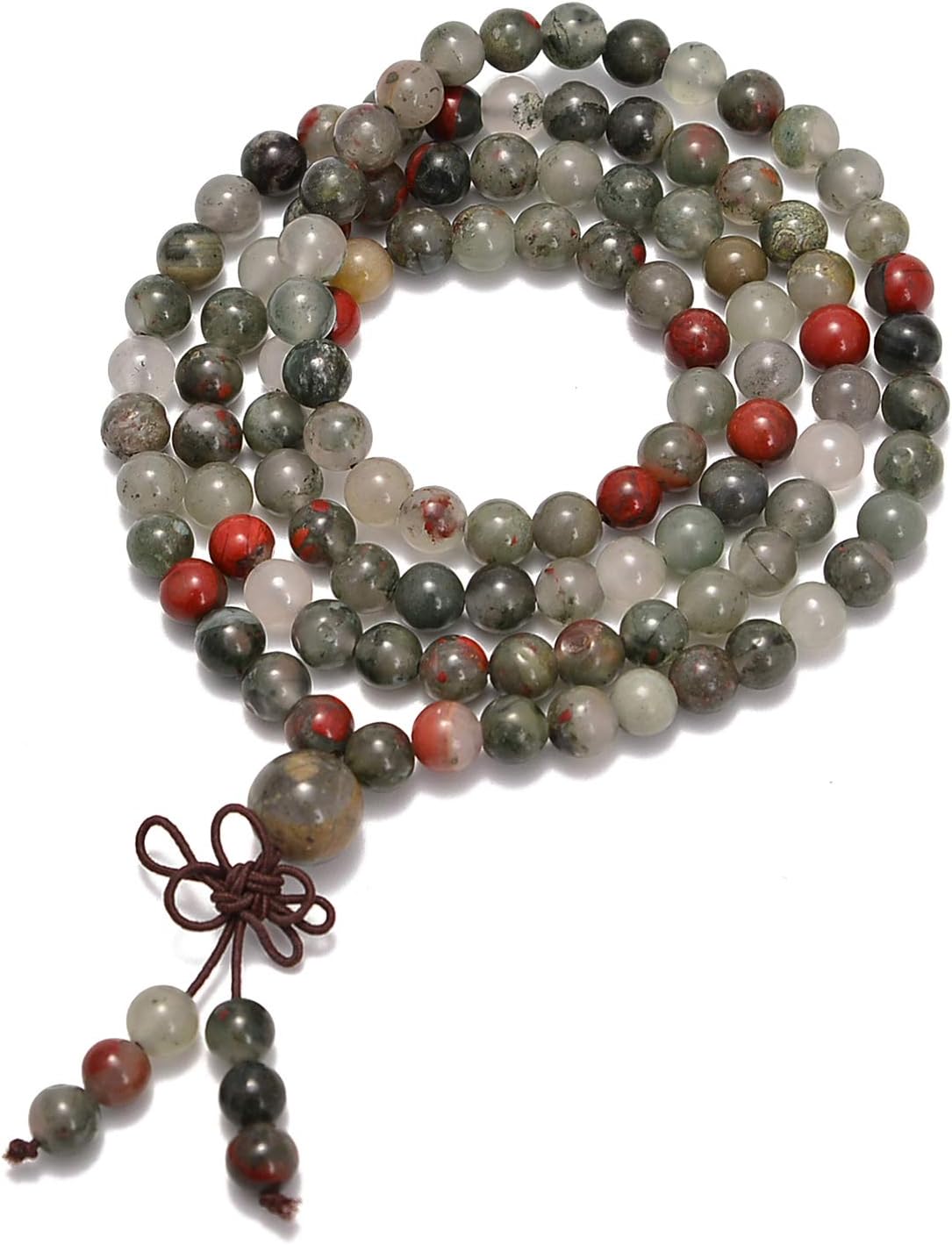 6mm Natural Healing Gemstones Buddhist 108 Prayer Mala Stretchy Bracelet Necklace