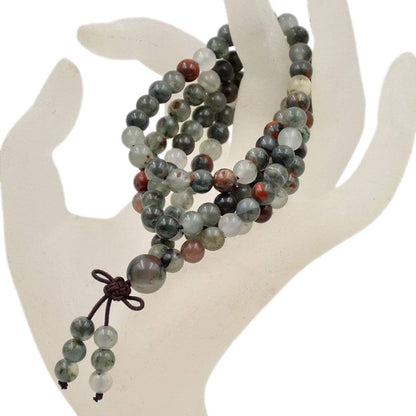 6mm Natural Healing Gemstones Buddhist 108 Prayer Mala Stretchy Bracelet Necklace