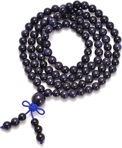 6mm Natural Healing Gemstones Buddhist 108 Prayer Mala Stretchy Bracelet Necklace