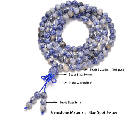 6mm Natural Healing Gemstones Buddhist 108 Prayer Mala Stretchy Bracelet Necklace
