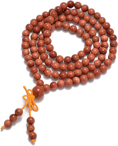 6mm Natural Healing Gemstones Buddhist 108 Prayer Mala Stretchy Bracelet Necklace