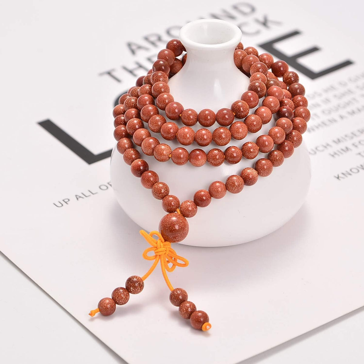 6mm Natural Healing Gemstones Buddhist 108 Prayer Mala Stretchy Bracelet Necklace