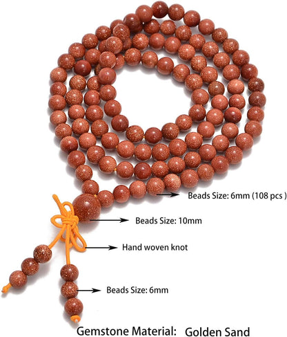 6mm Natural Healing Gemstones Buddhist 108 Prayer Mala Stretchy Bracelet Necklace