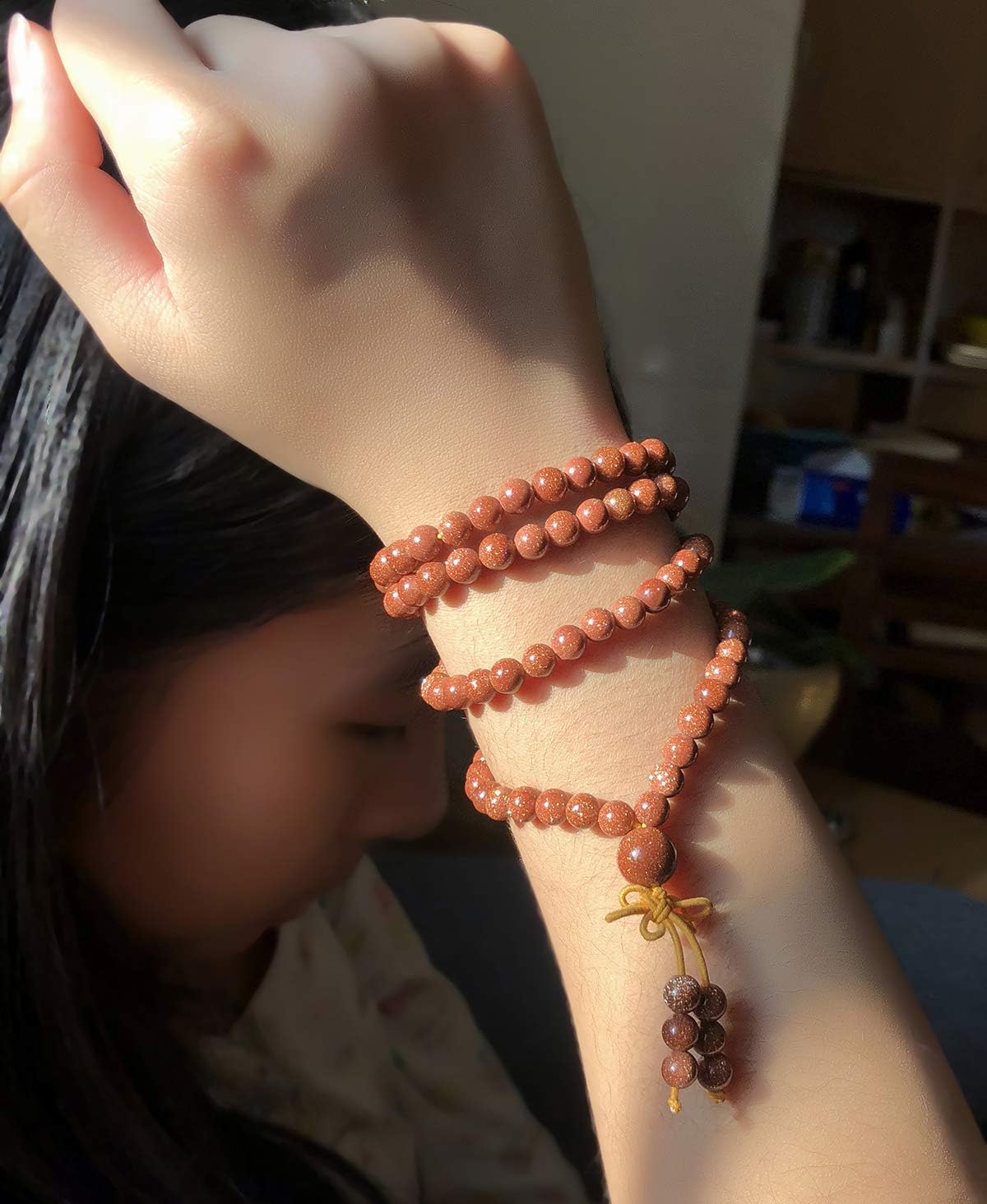 6mm Natural Healing Gemstones Buddhist 108 Prayer Mala Stretchy Bracelet Necklace