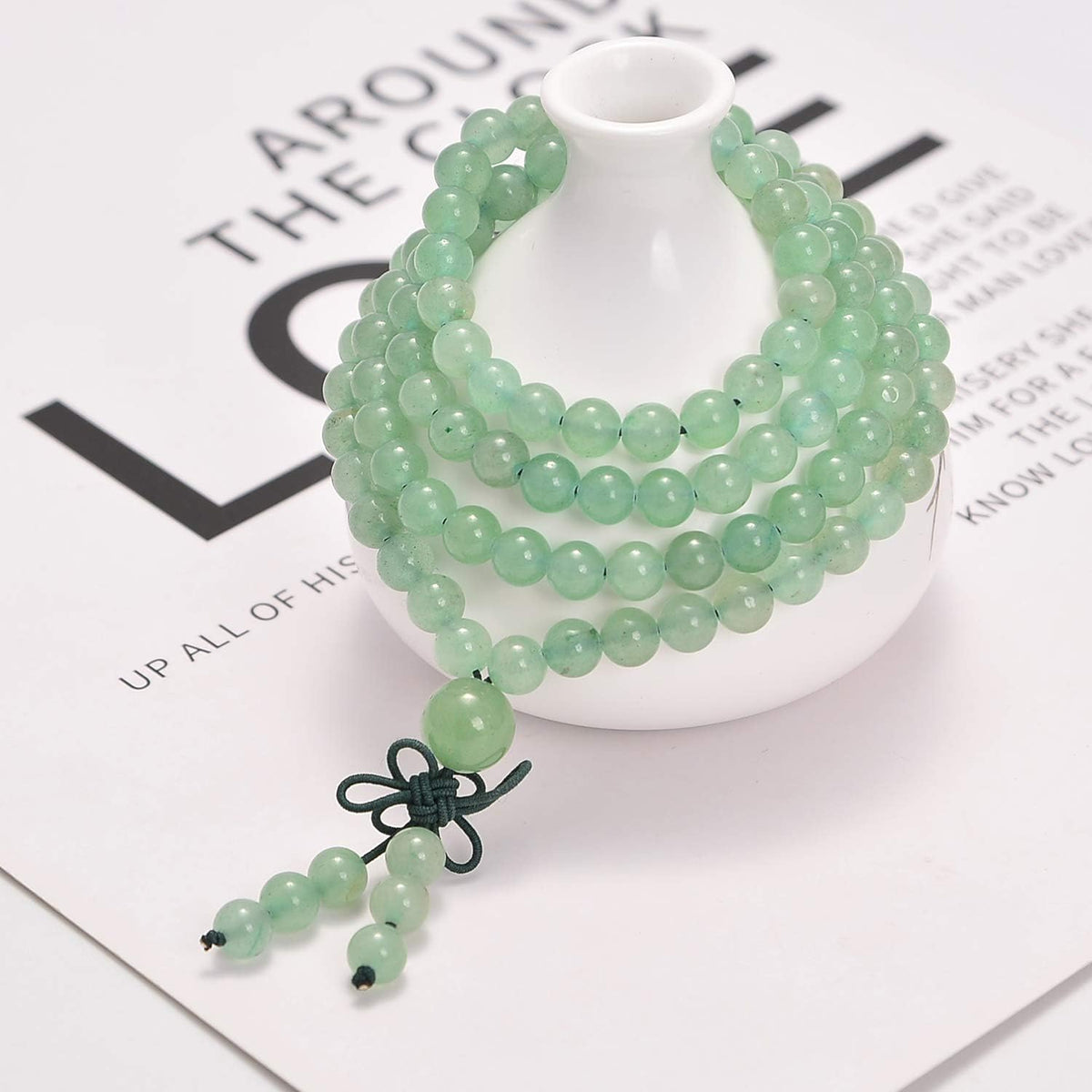 6mm Natural Healing Gemstones Buddhist 108 Prayer Mala Stretchy Bracelet Necklace