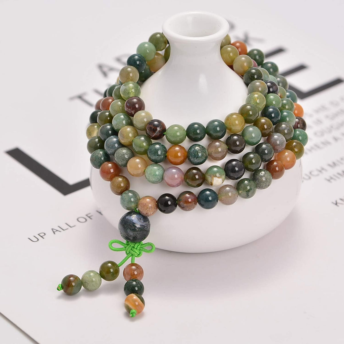 6mm Natural Healing Gemstones Buddhist 108 Prayer Mala Stretchy Bracelet Necklace