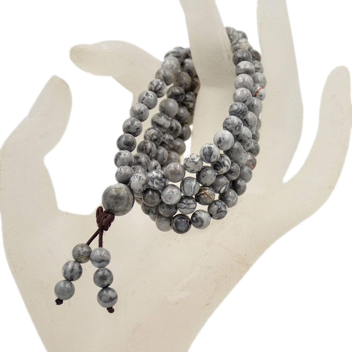 6mm Natural Healing Gemstones Buddhist 108 Prayer Mala Stretchy Bracelet Necklace