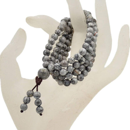 6mm Natural Healing Gemstones Buddhist 108 Prayer Mala Stretchy Bracelet Necklace