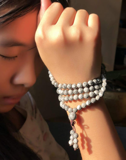 6mm Natural Healing Gemstones Buddhist 108 Prayer Mala Stretchy Bracelet Necklace