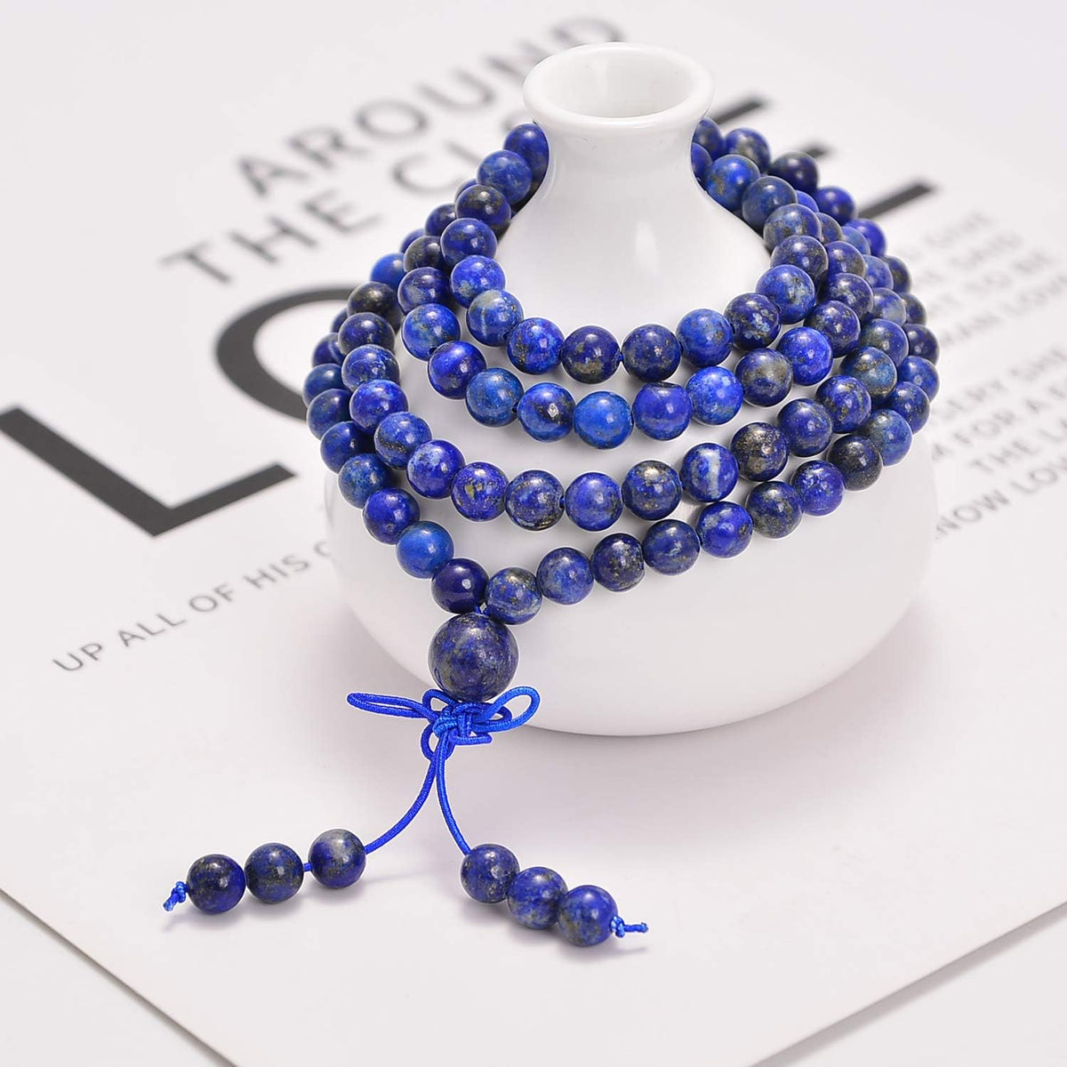 6mm Natural Healing Gemstones Buddhist 108 Prayer Mala Stretchy Bracelet Necklace