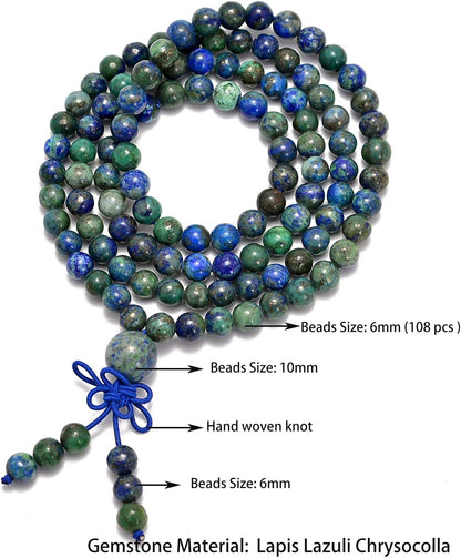 6mm Natural Healing Gemstones Buddhist 108 Prayer Mala Stretchy Bracelet Necklace
