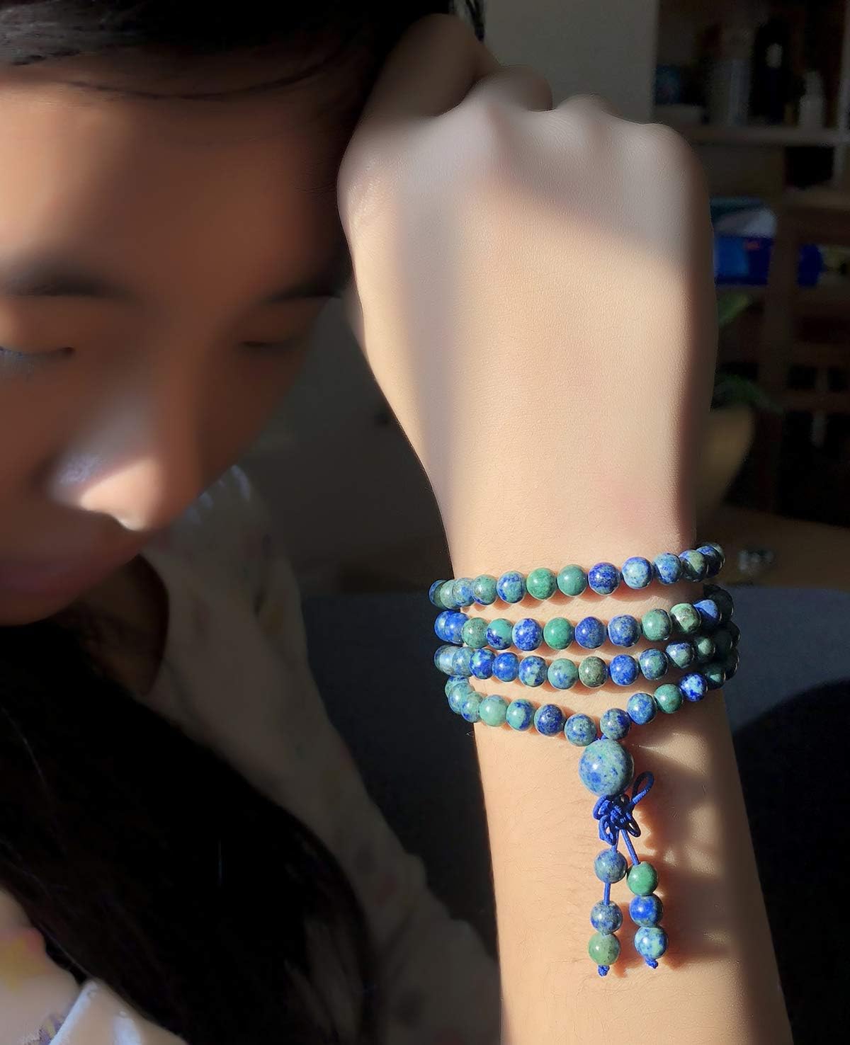 6mm Natural Healing Gemstones Buddhist 108 Prayer Mala Stretchy Bracelet Necklace