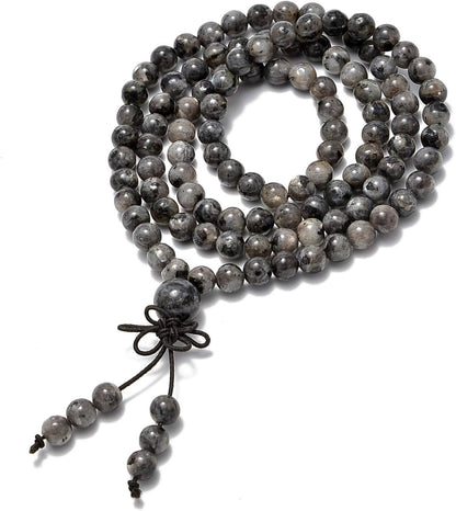 6mm Natural Healing Gemstones Buddhist 108 Prayer Mala Stretchy Bracelet Necklace