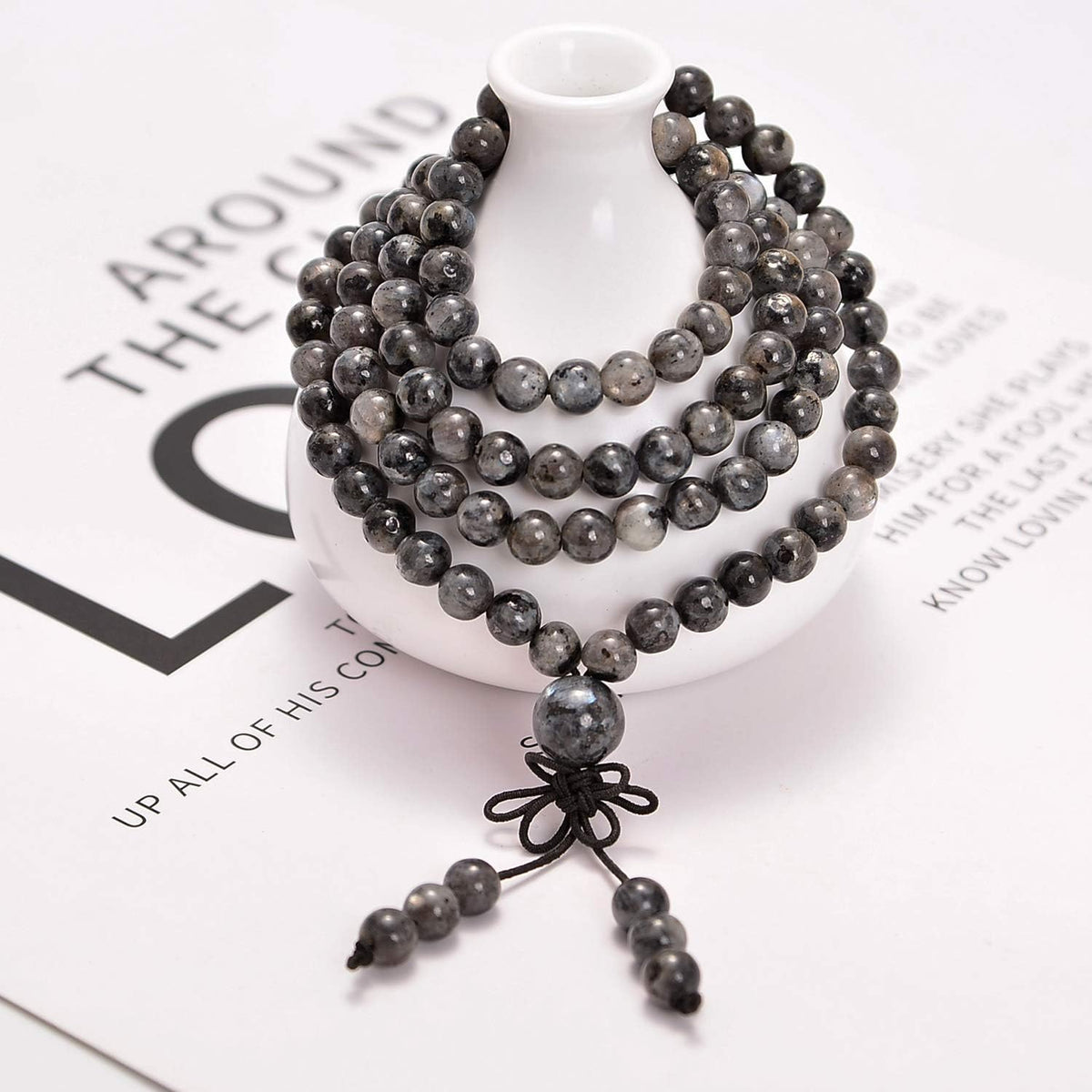 6mm Natural Healing Gemstones Buddhist 108 Prayer Mala Stretchy Bracelet Necklace