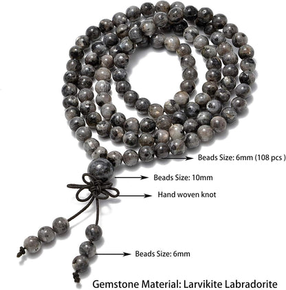 6mm Natural Healing Gemstones Buddhist 108 Prayer Mala Stretchy Bracelet Necklace