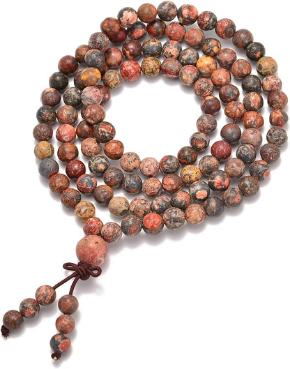 6mm Natural Healing Gemstones Buddhist 108 Prayer Mala Stretchy Bracelet Necklace