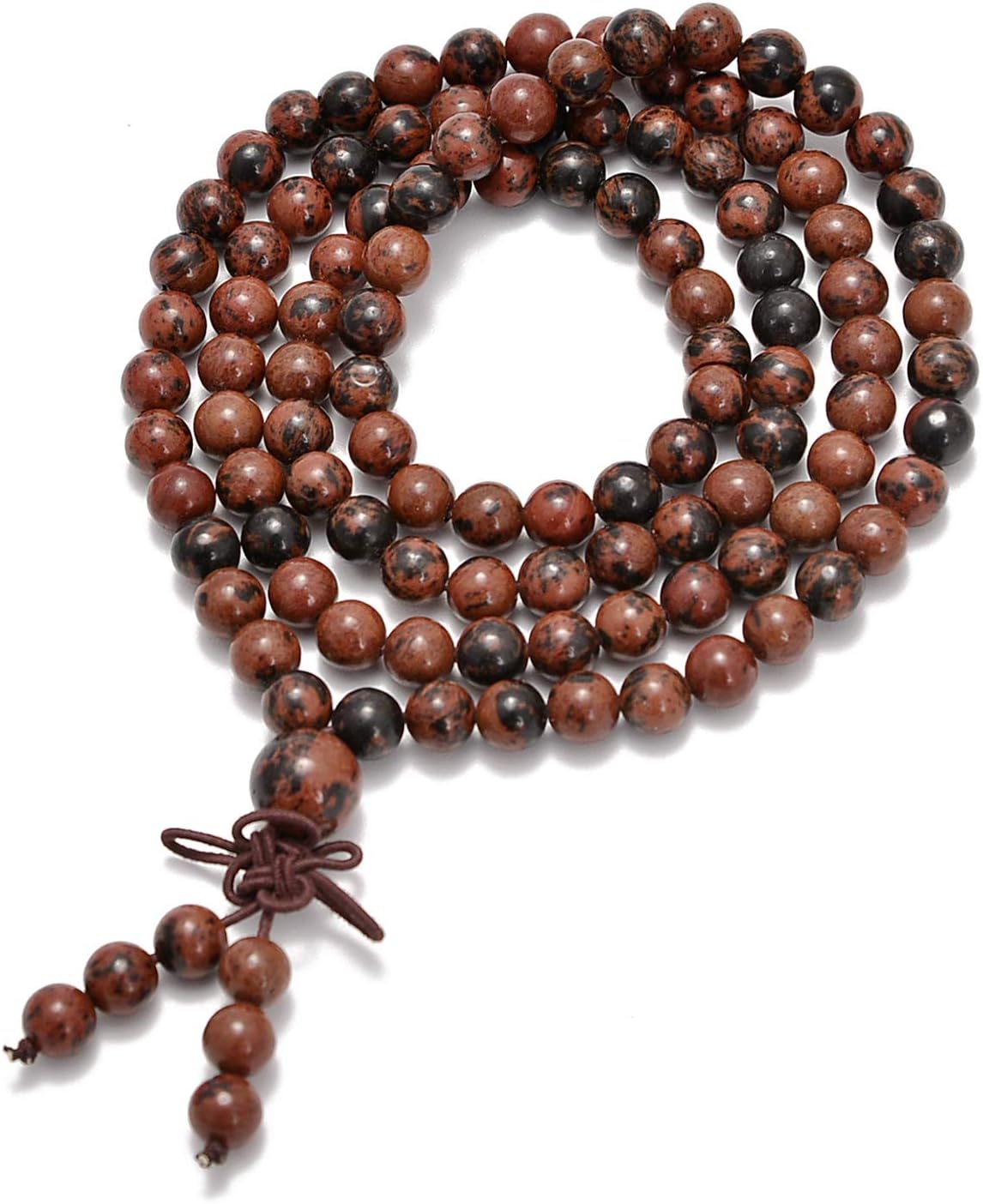 6mm Natural Healing Gemstones Buddhist 108 Prayer Mala Stretchy Bracelet Necklace