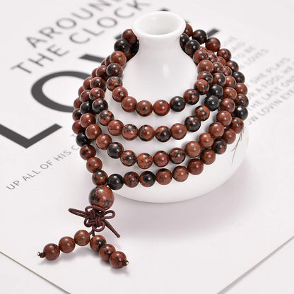 6mm Natural Healing Gemstones Buddhist 108 Prayer Mala Stretchy Bracelet Necklace