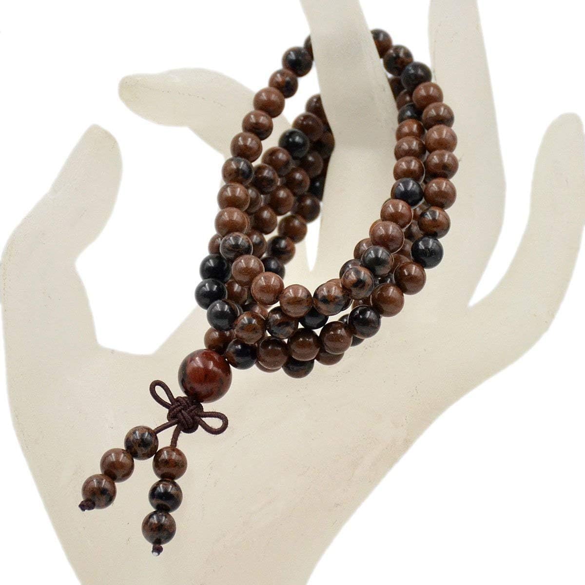6mm Natural Healing Gemstones Buddhist 108 Prayer Mala Stretchy Bracelet Necklace