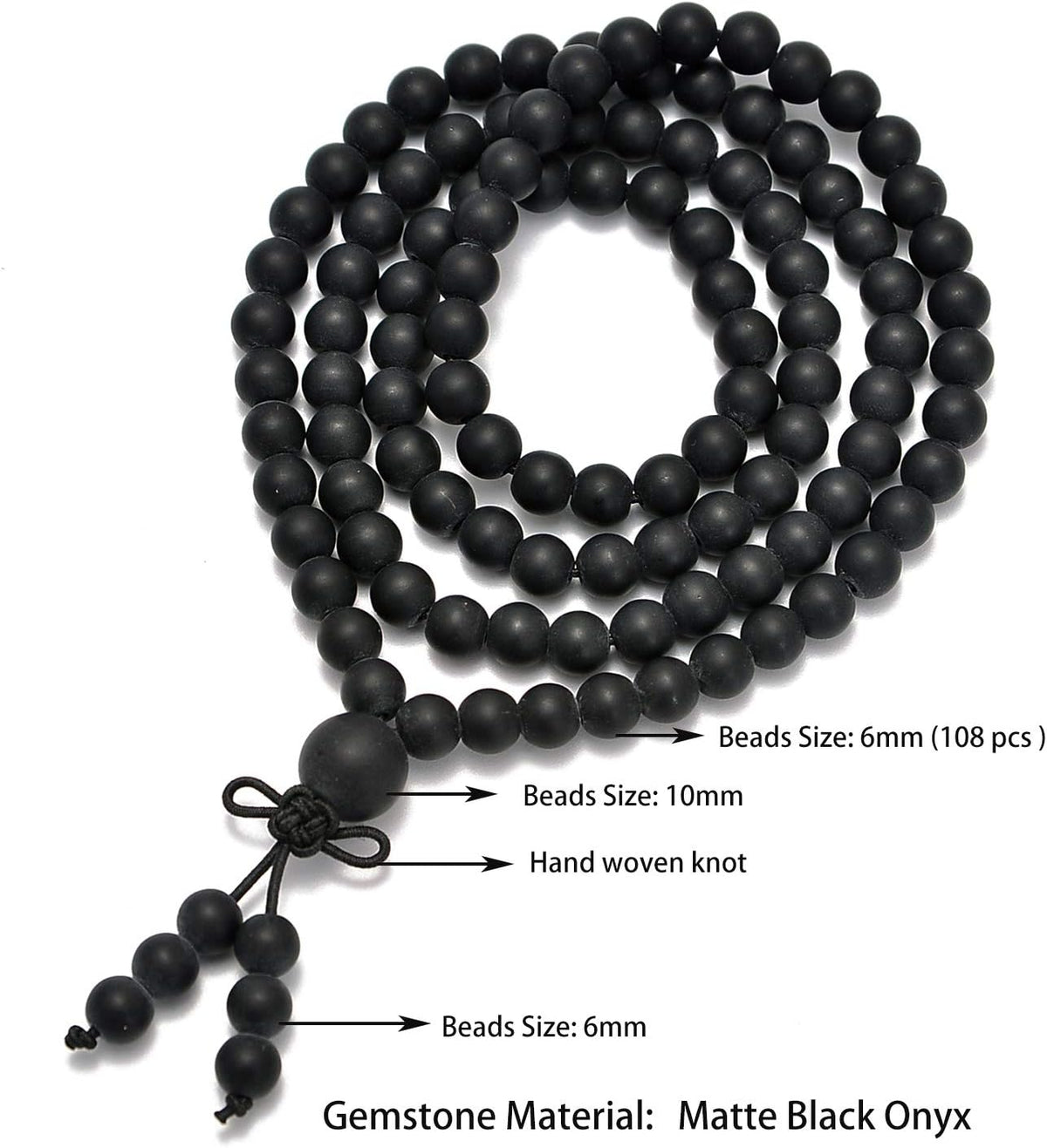 6mm Natural Healing Gemstones Buddhist 108 Prayer Mala Stretchy Bracelet Necklace