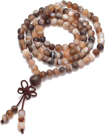 6mm Natural Healing Gemstones Buddhist 108 Prayer Mala Stretchy Bracelet Necklace