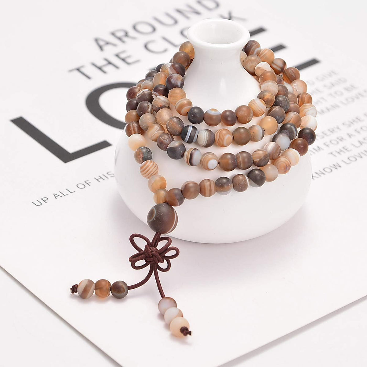 6mm Natural Healing Gemstones Buddhist 108 Prayer Mala Stretchy Bracelet Necklace