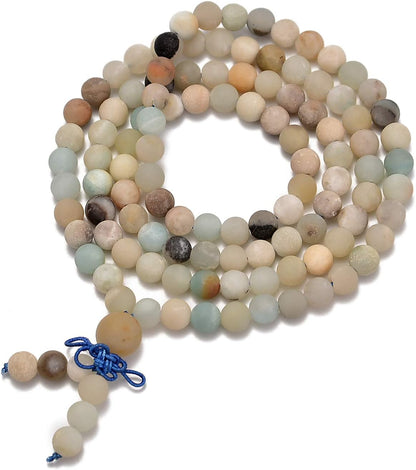 6mm Natural Healing Gemstones Buddhist 108 Prayer Mala Stretchy Bracelet Necklace